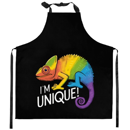Rainbow Chameleon - "I'm Unique!" Colorful Animal Kitchen Aprons