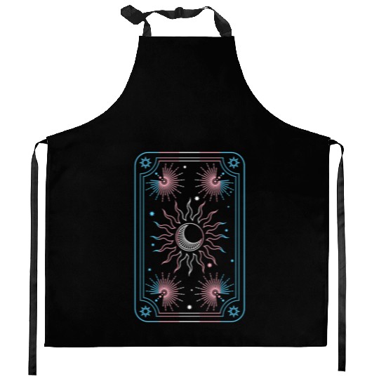 Mystical Transgender Tarot Card with Sun and Moon Kitchen Aprons