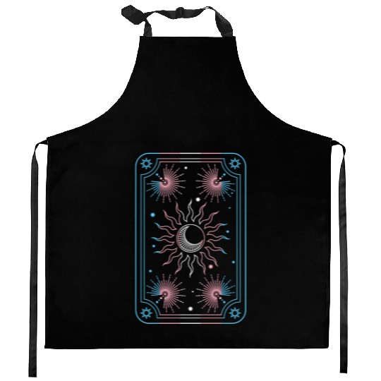 Mystical Transgender Tarot Card with Sun and Moon Kitchen Aprons