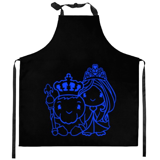 2 Ducks King Queen Prince Princess Couple Crown Kitchen Aprons