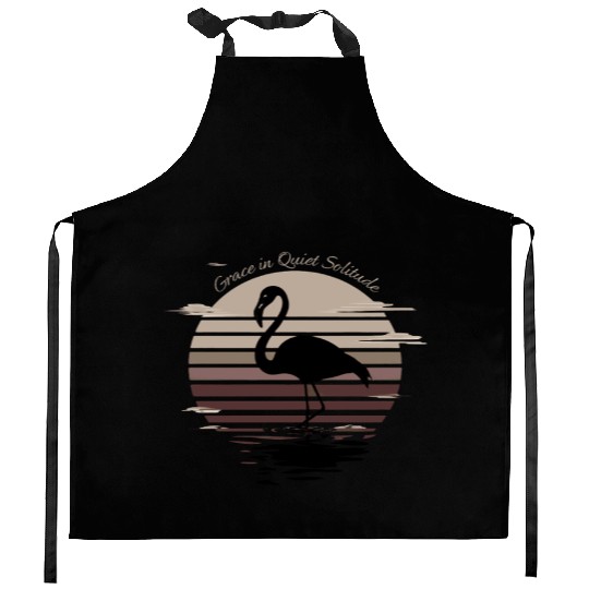 Serene Flamingo Sunset Silhouette Kitchen Aprons