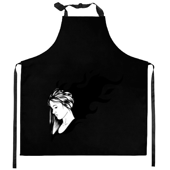 sad girl Kitchen Aprons