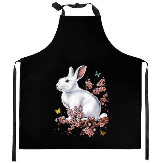 Rabbit Cherry Blossom FULL Kitchen Aprons