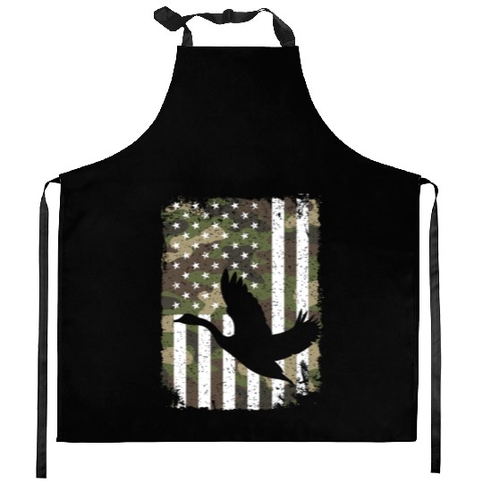 Goose Hunting Camo US Flag For Hunter Camouflage Kitchen Aprons