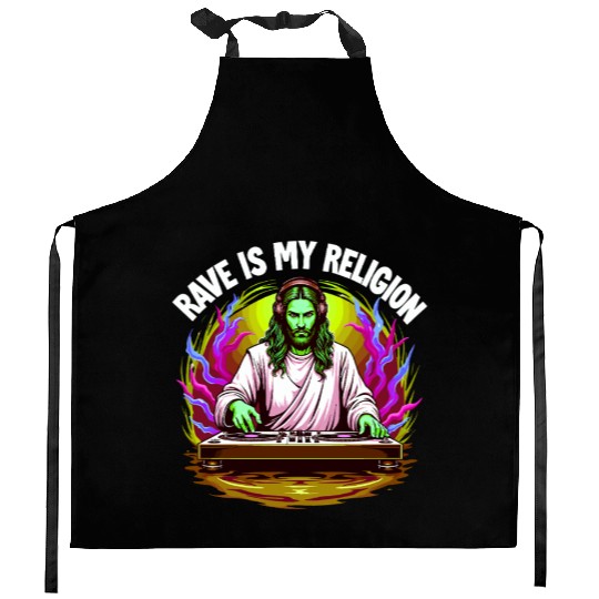Rave Techno House Party EDM Festival Goa Electro Kitchen Aprons
