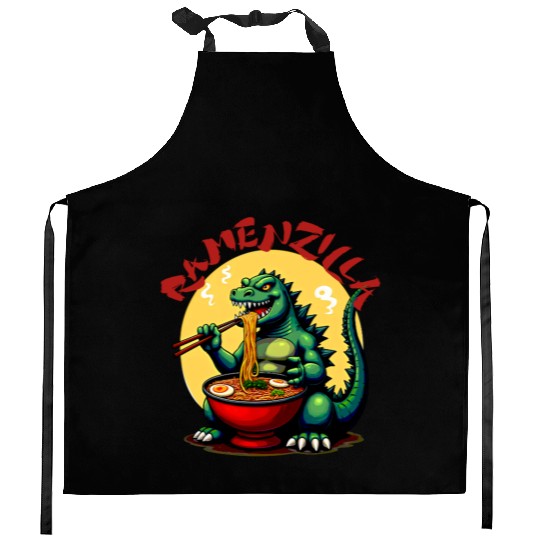 RamenZilla Ramen Noodle Loving Kaiju Monster Kitchen Aprons