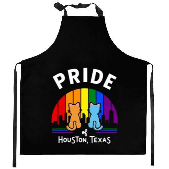 Pride of Houston City Texas USA Rainbow Flag Kitchen Aprons