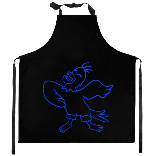 Seagull bird dances happily celebrates cheerful Kitchen Aprons