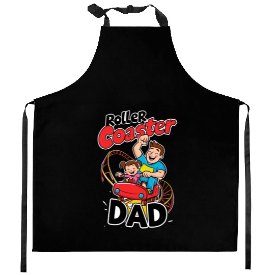 Roller Coaster Dad - Thrilling Family Fun Kitchen Aprons
