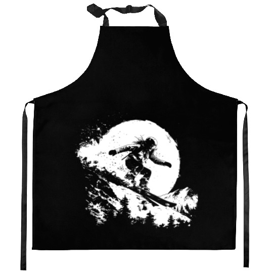 Snowboarding Girl Drawing Kitchen Aprons