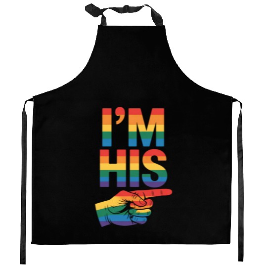 I'm His Gay Couple Matching LGBTQ Pride Kitchen Aprons