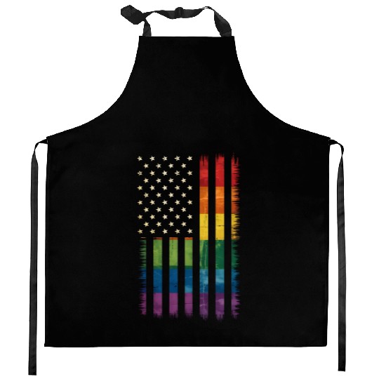 American USA Flag Rainbow Pride Gay Lesbian LGBTQ Kitchen Aprons
