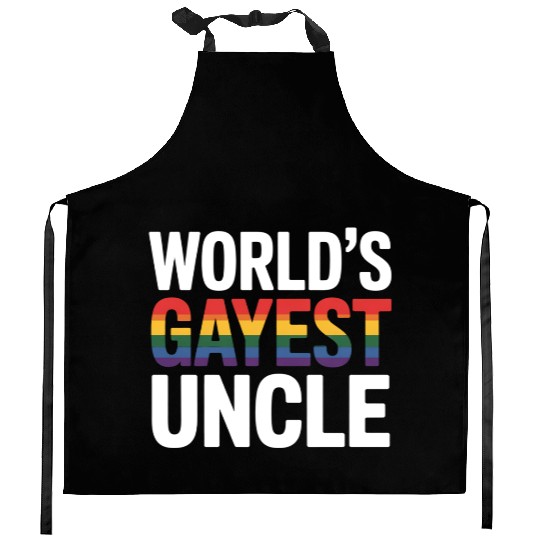 World's Gayest Uncle LGBTQ Gay Pride Ally Rainbow Kitchen Aprons