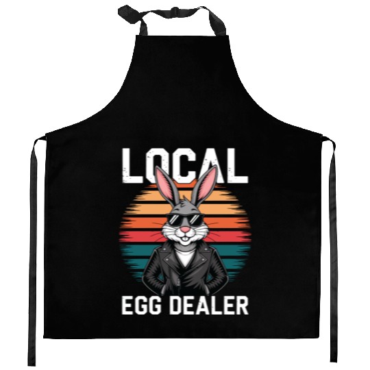 Retro Local Egg Dealer Easter Bunny Easter Sunday Kitchen Aprons