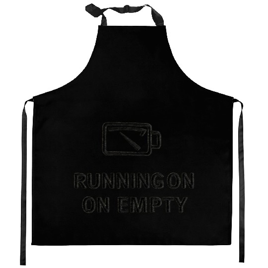 RUNNING ON EMPTY – Black Thread on Beige Kitchen Aprons