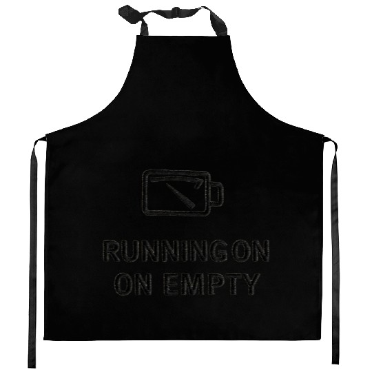 RUNNING ON EMPTY – Black Thread on Beige Kitchen Aprons