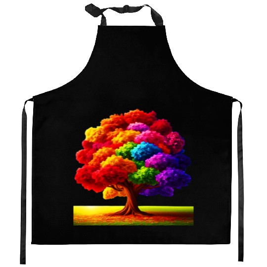 Rainbow colours Spectrum Tree Kitchen Aprons