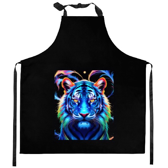 Neon Jungle: Psychedelic Tiger Kitchen Aprons