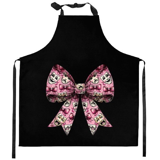 Coquette Bow Theatre Mask Pattern Drama Comedy Kitchen Aprons
