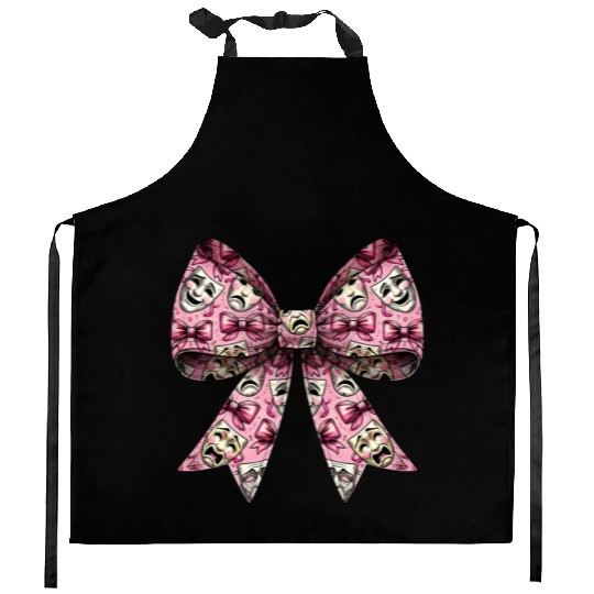 Coquette Bow Theatre Mask Pattern Drama Comedy Kitchen Aprons