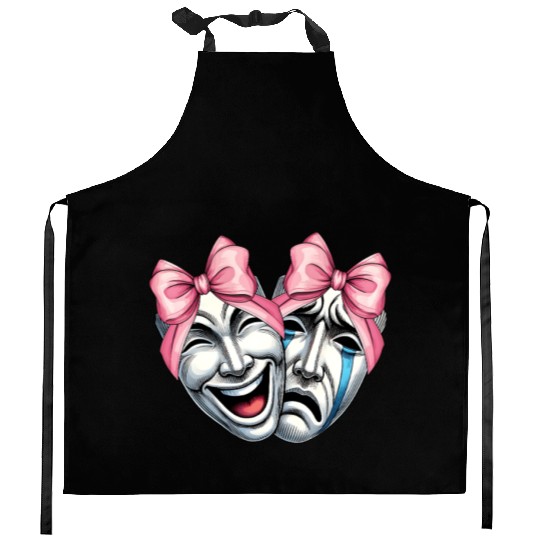 Coquette Bow Theatre Mask Drama Comedy Artist Girl Kitchen Aprons