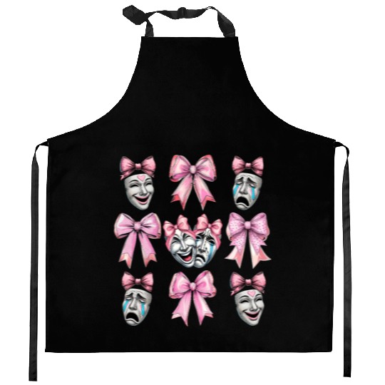 Coquette Bow Theatre Mask Drama Comedy Artist Girl Kitchen Aprons