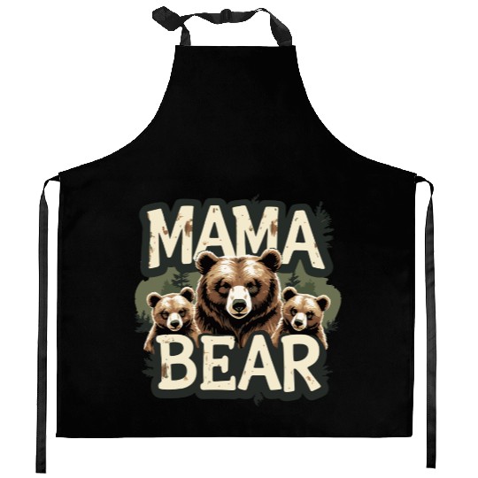 Mama Bear & Cubs Rustic Kitchen Aprons for Moms