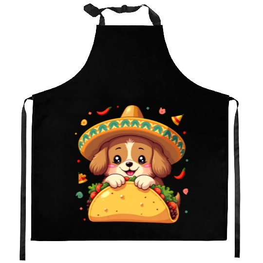 cinco de mayo Taco Puppy Fiesta Sombrero Fun Kitchen Aprons