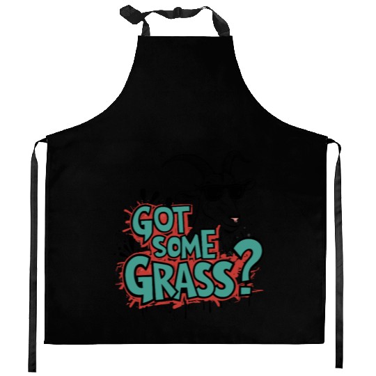 Goat Some Grass? Meme Goat Energy Kitchen Aprons