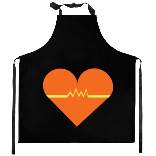 Heartbeat with Heart health care and Cardiac Kitchen Aprons