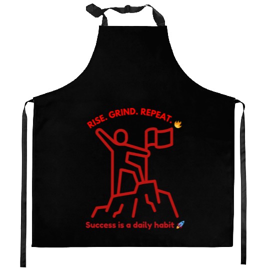Success Motivation | Rise. Grind. Repeat Kitchen Aprons