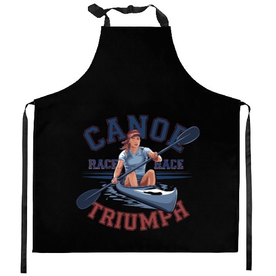 canoe race triumph Kitchen Aprons
