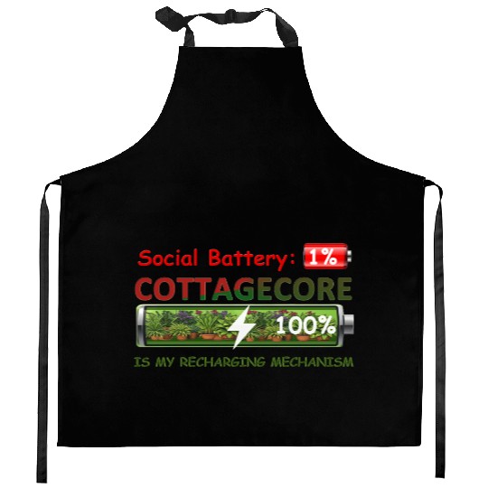 Social Battery 1%, Cottagecore Recharging Mehanism Kitchen Aprons