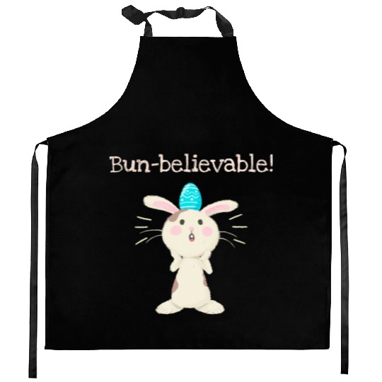 Bun-believable Funny Surprised Bunny Easter Egg Kitchen Aprons