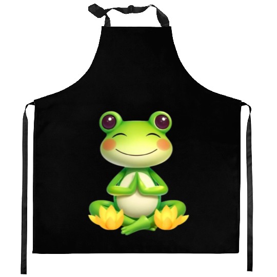Zen Frog – Peaceful Meditation Frog Design Kitchen Aprons