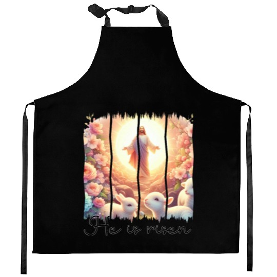 Easter Day Jesus He is risen Kitchen Aprons