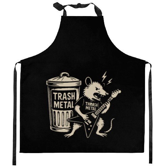 Guitar thrash metal trash metal opossum funny Kitchen Aprons