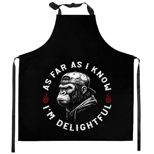 As Far As I Know I'm Delightful Funny Monkey Kitchen Aprons