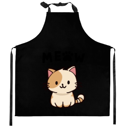 Cute Kawaii Meow Cat – Minimal Cartoon Kitchen Aprons