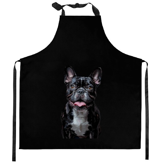 Charming French Bulldog Portrait Capturing Joyful Kitchen Aprons