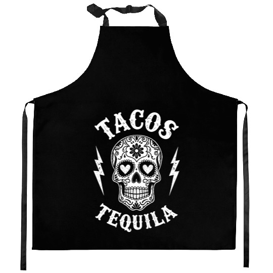 Tacos Tequila & Skull Vibes Kitchen Aprons