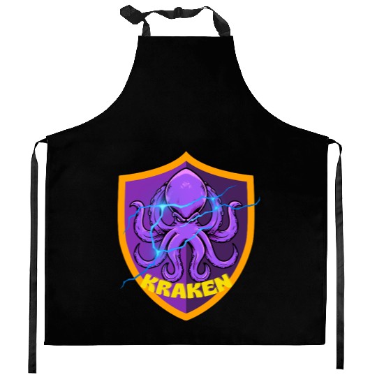 Kraken Power – Electric Sea Beast Emblem Kitchen Aprons