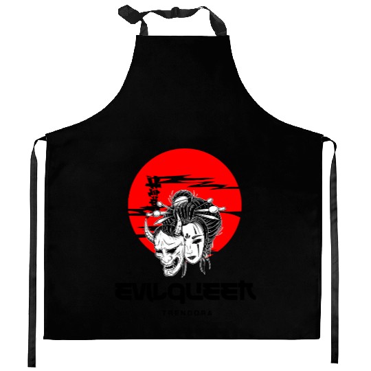 Red Eclipse – Oni & Geisha Spirit Kitchen Aprons