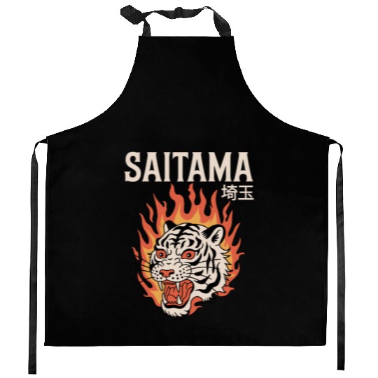 Vintage Saitama Kitchen Aprons – Bold Tiger Tattoo Design