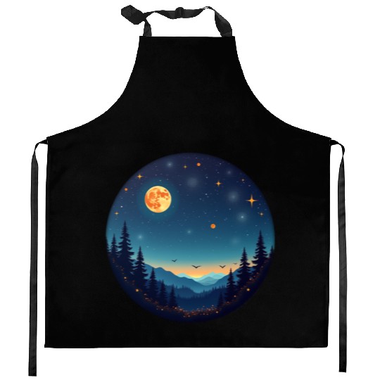 Starry Night Mountain Kitchen Aprons