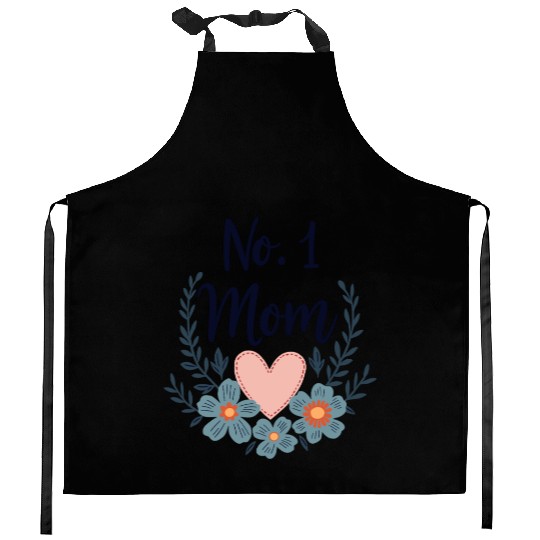 Best Mom No 1 Mom - Heart & Flowers Gift Idea Kitchen Aprons