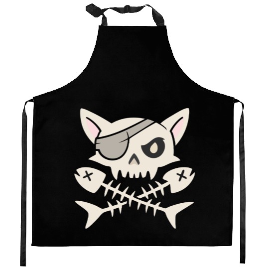 Cat Pirate Skull Funny Captain Cat Gift Kitchen Aprons