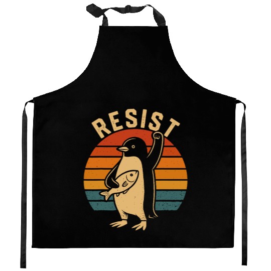 Funny Protest Against Tariffs Resist Penguin Kitchen Aprons