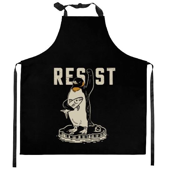 Funny Protest Against Tariffs Resist Penguin Kitchen Aprons