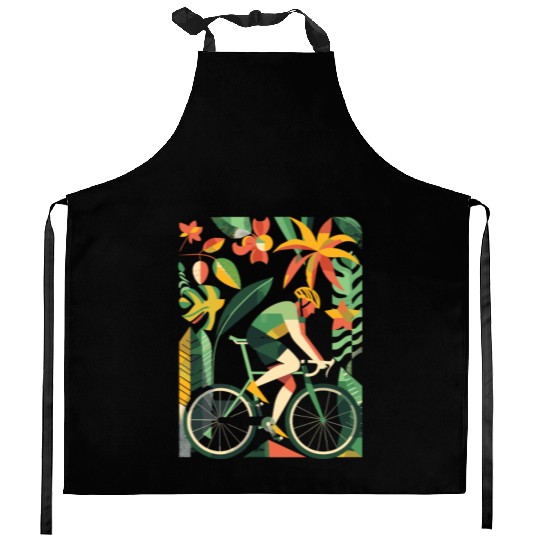 Cycling Boy Comic Look Kitchen Aprons